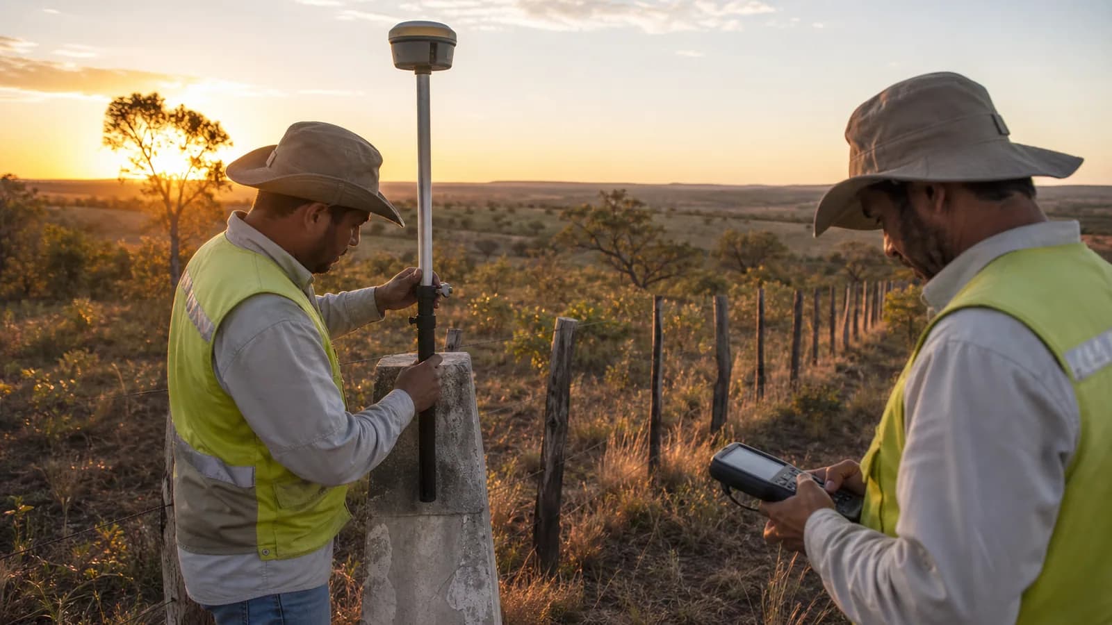 Equipamento GNSS usado em levantamento de limites de imóvel rural
